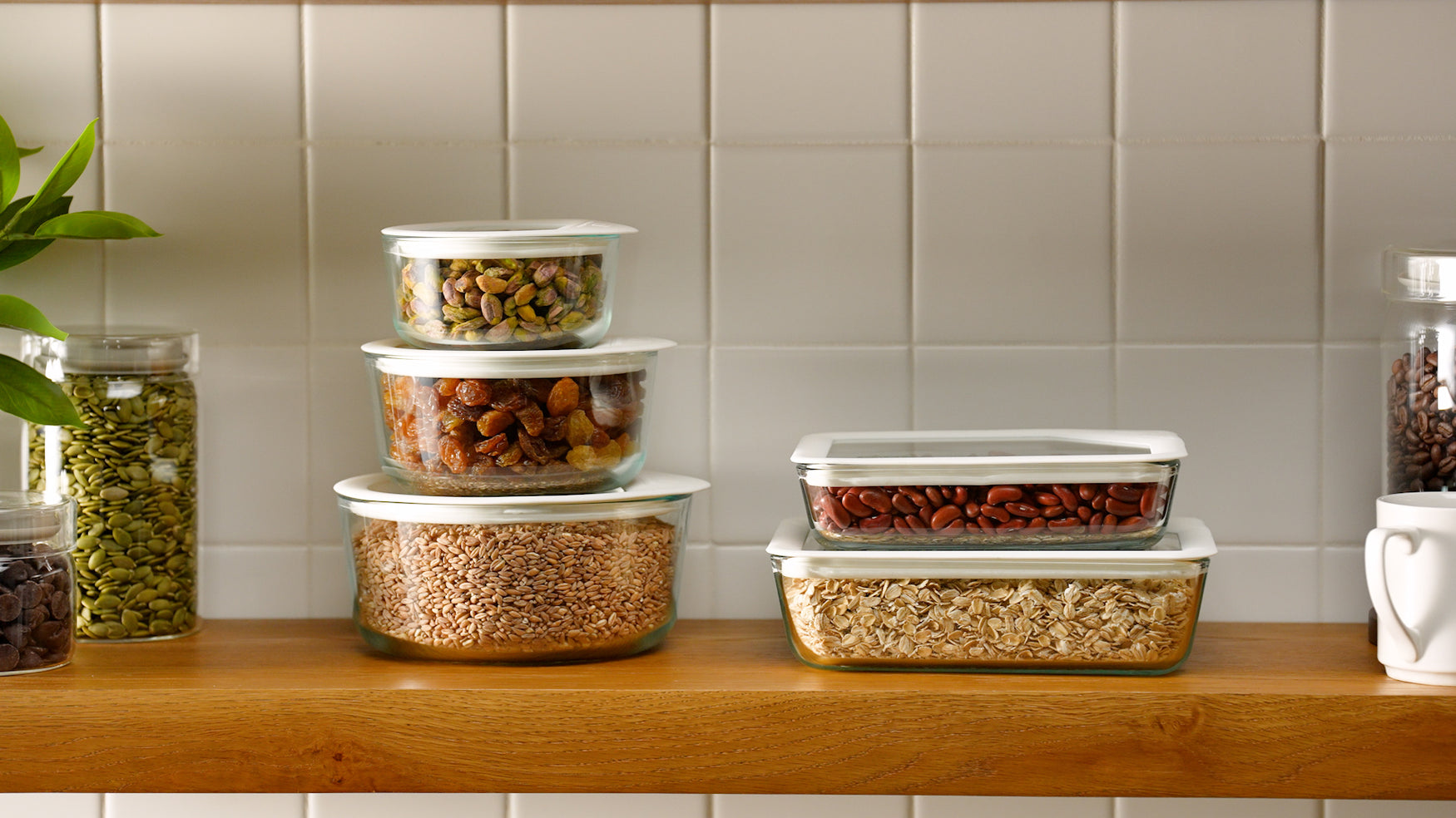 Mixing bowls and measuring tools on a countertop