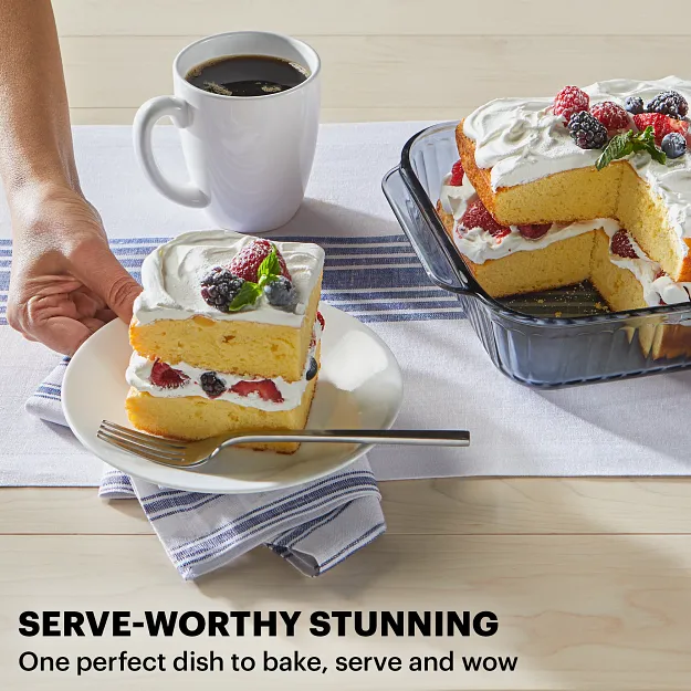 Pyrex® Colors Sculpted Tinted 8" Square Baking Dish with Plastic Lid, Smoke