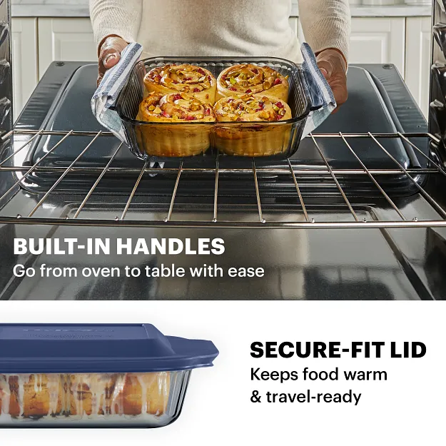 Pyrex® Colors Sculpted Tinted 8" Square Baking Dish with Plastic Lid, Smoke