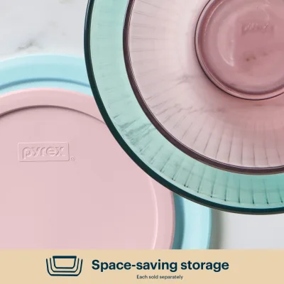 Pyrex® Sculpted Tinted Glass 2.3QT Mixing Bowl with Lid, Pink