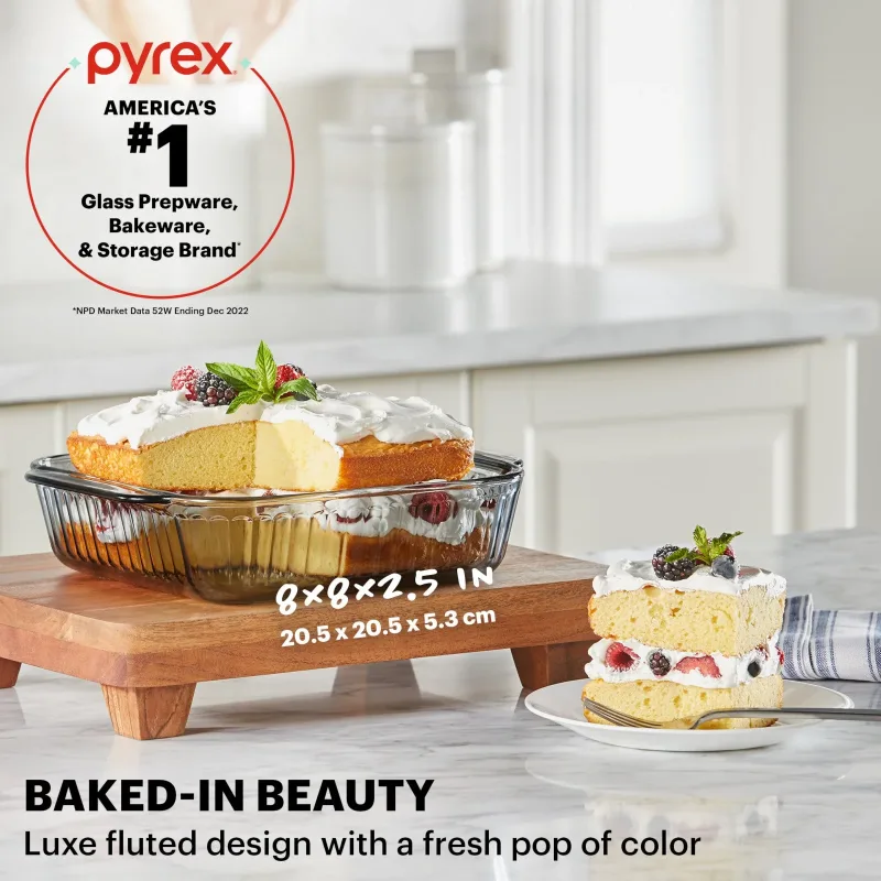 Pyrex® Sculpted Tinted Colors 8" Square Baking Dish, Smoke