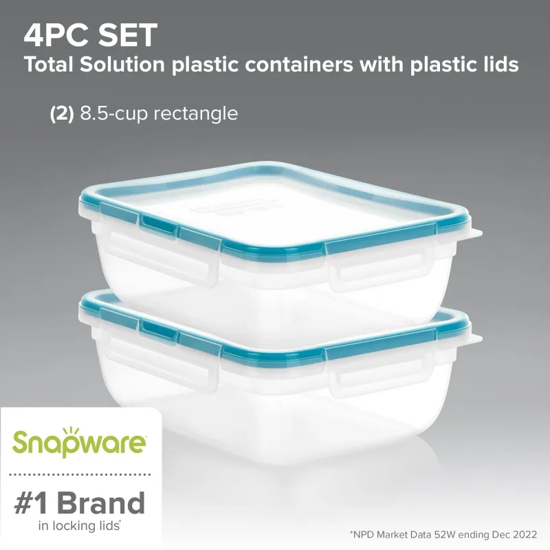 Snapware® Total Solution® 8.5-cup Rectangular Plastic Containers 4-pc Set with Lids