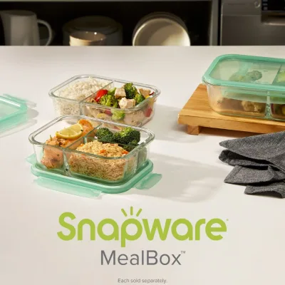 Snapware® MealBox™ 3.8-cup Divided Glass Storage Container with Lid