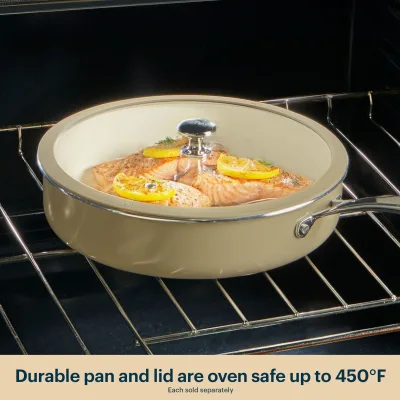 Pyrex® Ceramic Cookware 10.8-in/3.5qt Deep Fry Pan with Lid