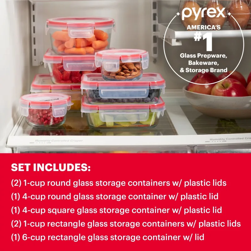Pyrex® FreshLock™ 14-piece Mixed-Size Glass Storage Set