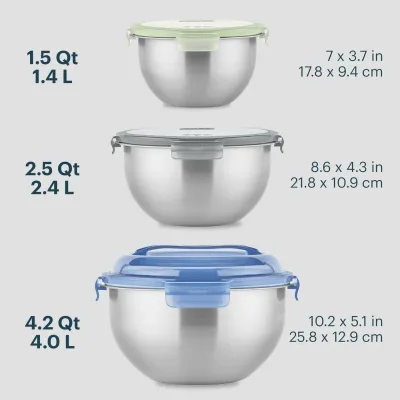 Pyrex® 6-piece Stainless Steel Mixing Bowl Set