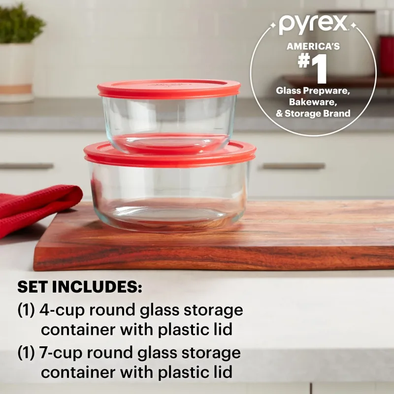 Pyrex® Simply Store® 4-piece Round Glass Storage Set