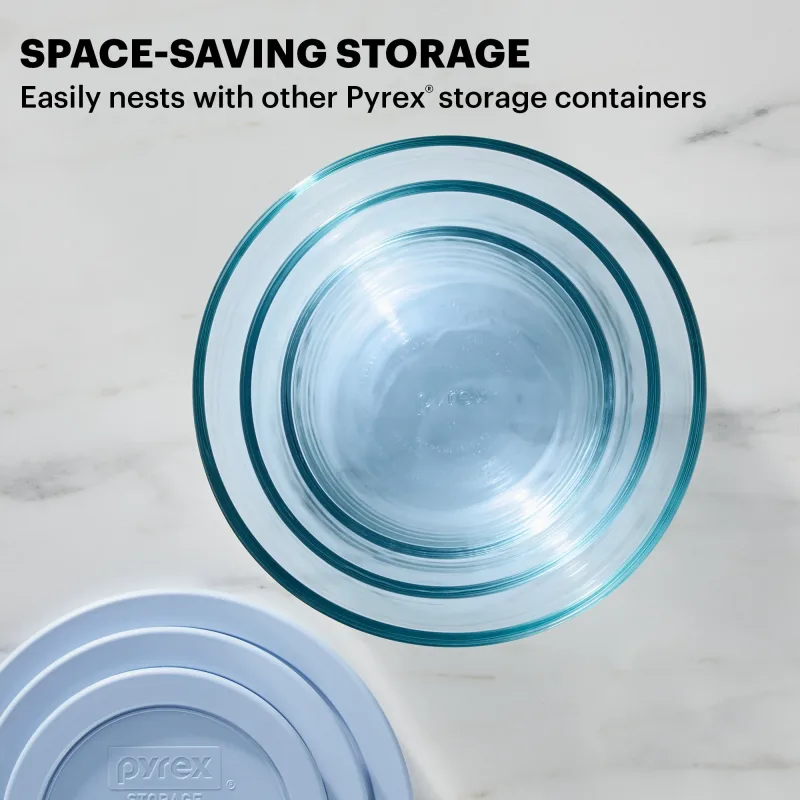 Pyrex® Simply Store® Tinted 10-piece Round Storage Set with Blue Plastic Lids