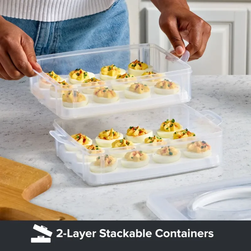 Snapware® Snap 'N Stack 계란 홀더 트레이 포함 2단 식품 보관 용기