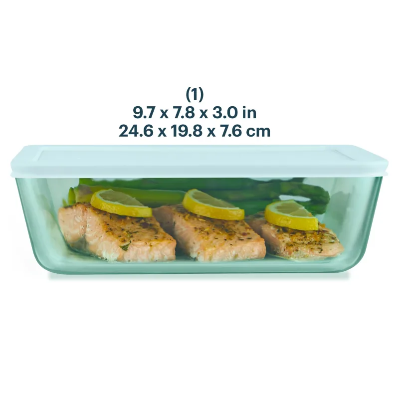 Pyrex® Simply Store® Tinted Glass 11-cup Rectangle Storage Container with Lid, Aqua